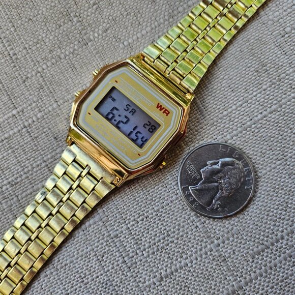 Women Wristwatch Yellow Gold Tone Digital Wrist Watch Multi Functional NEW - Picture 11 of 12